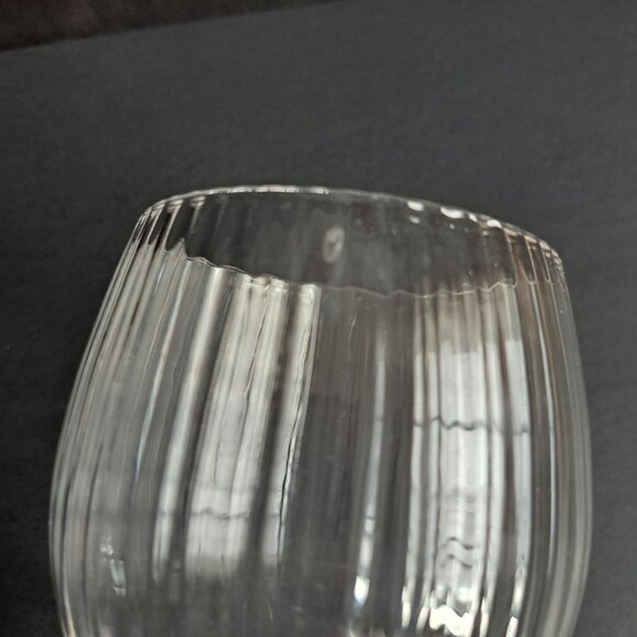 Vintage Clear Ribbed Glass Goblet 8.75" Tall Large Wine Water Stemware Elegant - Picture 7 of 11